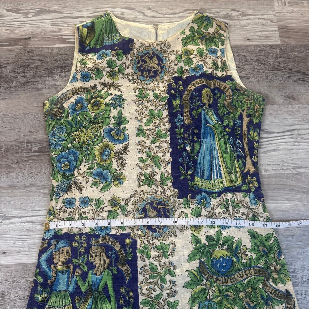 Vintage Cream, Blue & Green Printed Midi Dress - Picture 7 of 8